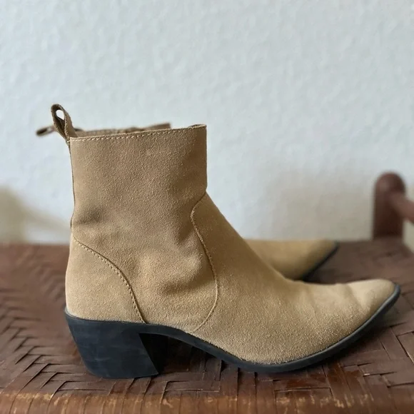 Zara Leather Split Suede Pointed Toe Cowboy Ankle Boots Size 39 | 8 - Picture 8 of 14